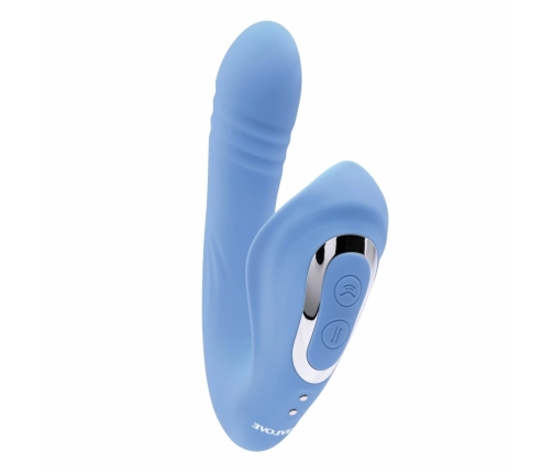 Evolved Tap and Thrust Light Blue Dual Motor Intimate Device Silicone