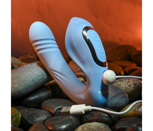 Evolved Tap and Thrust Light Blue Dual Motor Intimate Device Silicone