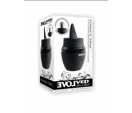 Evolved Tongue Tied Intimate Massager Black - 10 Vibration Modes, Waterproof