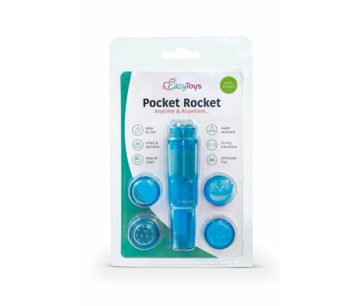 EasyToys Pocket Rocket Blue - Compact Multi-Attachment Massager
