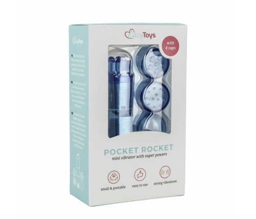 EasyToys Pocket Rocket Blue - Compact Multi-Attachment Massager