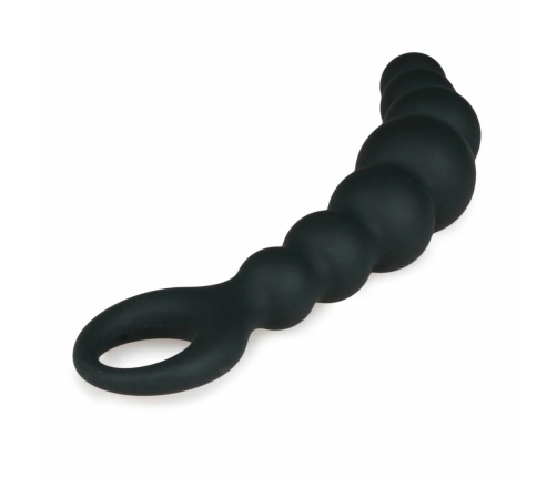 Sinner Gear Silicone Beaded Plug with Finger Loop - Black, Medium Size