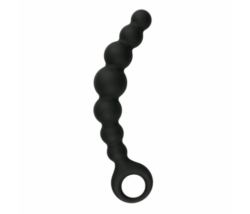 Sinner Gear Silicone Beaded Plug with Finger Loop - Black, Medium Size