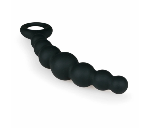 Sinner Gear Silicone Beaded Plug with Finger Loop - Black, Medium Size