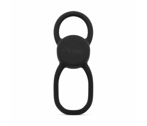 Men Only Black Intimate Device with Dual Stretch Rings, Curved Design