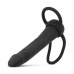 Men Only Black Intimate Device with Dual Stretch Rings, Curved Design