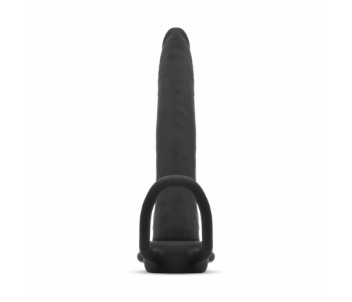 Men Only Black Intimate Device with Dual Stretch Rings, Curved Design