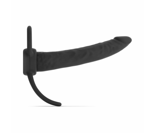 Men Only Black Intimate Device with Dual Stretch Rings, Curved Design