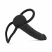 Men Only Black Intimate Device with Dual Stretch Rings, Curved Design