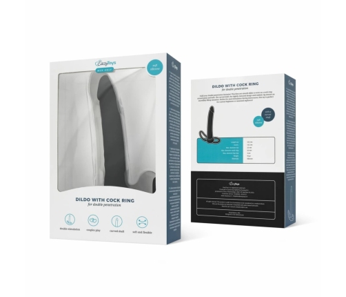 Men Only Black Intimate Device with Dual Stretch Rings, Curved Design