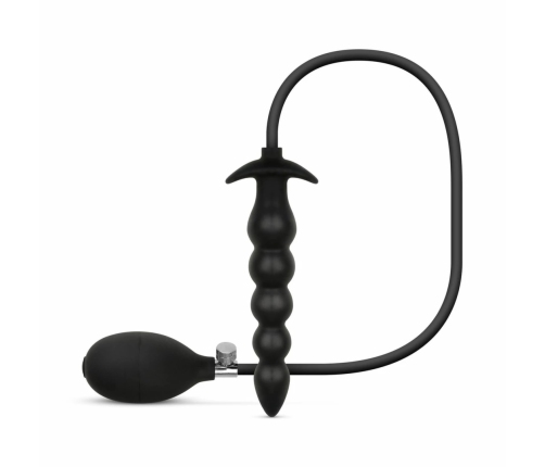 Anal Collection Inflatable Plug with Pump 20cm Black - Adjustable Beads System