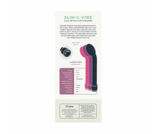 Vibe Collection Rechargeable Pink Curved G-Spot Intimate Device ABS