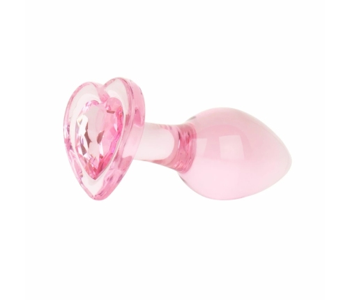Anal Collection Glass Plug Medium Heart-Shaped Base 8.3 cm Pink