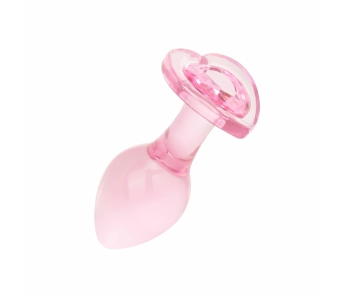 Anal Collection Glass Plug Medium Heart-Shaped Base 8.3 cm Pink