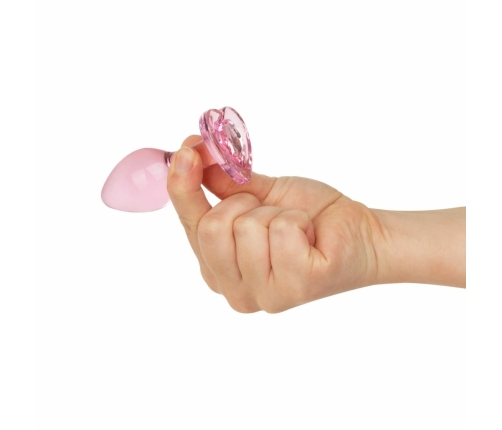 Anal Collection Glass Plug Medium Heart-Shaped Base 8.3 cm Pink