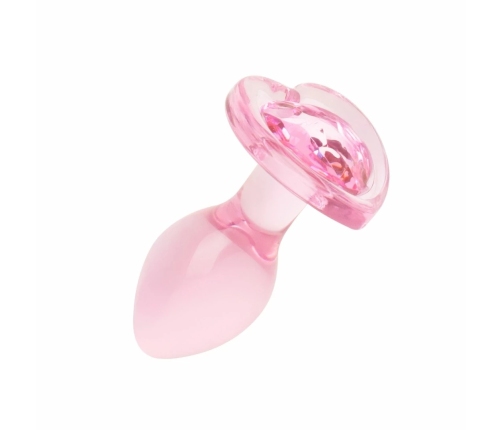 Anal Collection Glass Plug Small Pink 7cm Heart-Shaped Base
