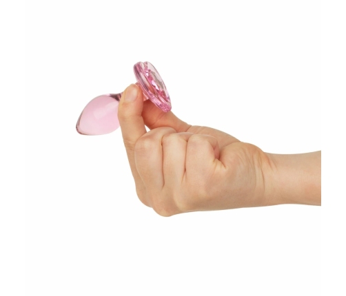Anal Collection Glass Plug Small Pink 7cm Heart-Shaped Base