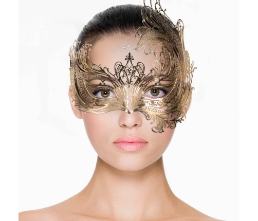 EasyToys Venetian Gold Metal Mask with Decorative Diamonds