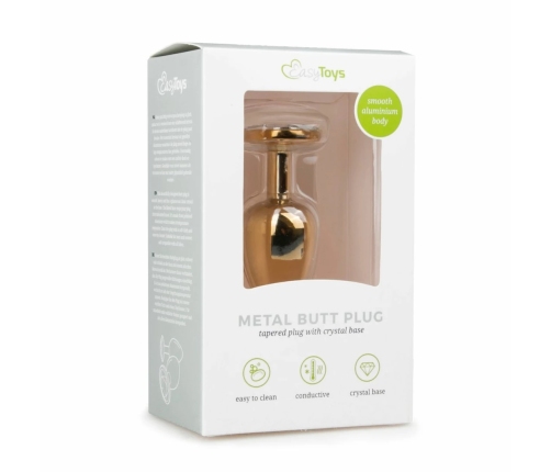 Rimba Aluminium Plug with Large Crystal - Tapered Design, Silver
