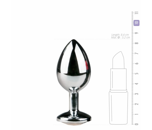Rimba Metal Plug Silver M with Clear Crystal Accent, Aluminium, Medium
