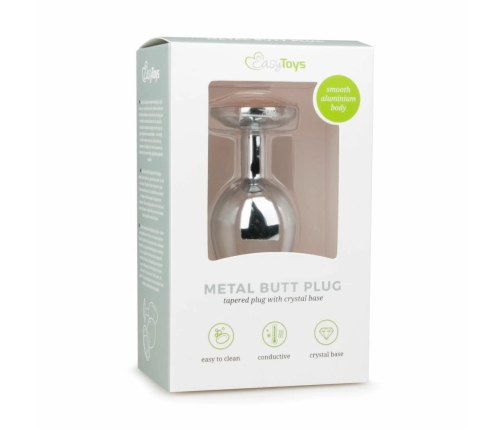 Rimba Metal Plug Silver M with Clear Crystal Accent, Aluminium, Medium