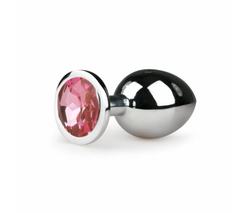 Rimba Metal Intimate Plug Silver-Pink Medium - Aluminum, Crystal Accent