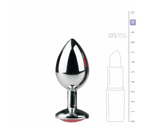 Rimba Metal Intimate Plug Silver-Pink Medium - Aluminum, Crystal Accent
