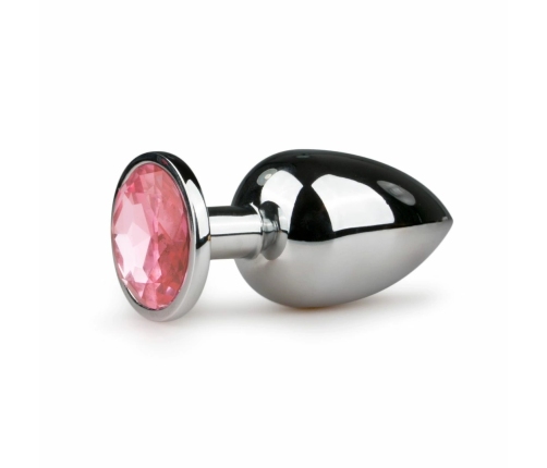 Sinner Gear Silver Intimate Plug with Pink Crystal Large Aluminium