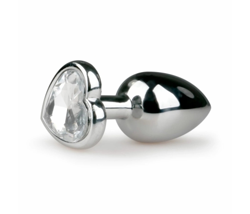 EasyToys Aluminium Plug Heart Crystal Medium Silver Elegant Design