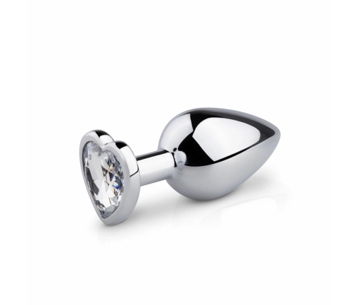 Rimba Aluminium Heart Gem Plug - Medium, Tapered, Polished Silver