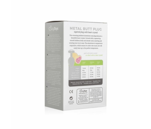 Rimba Aluminium Heart Gem Plug - Medium, Tapered, Polished Silver