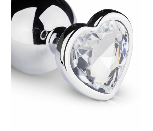 Rimba Aluminium Heart Gem Plug - Medium, Tapered, Polished Silver
