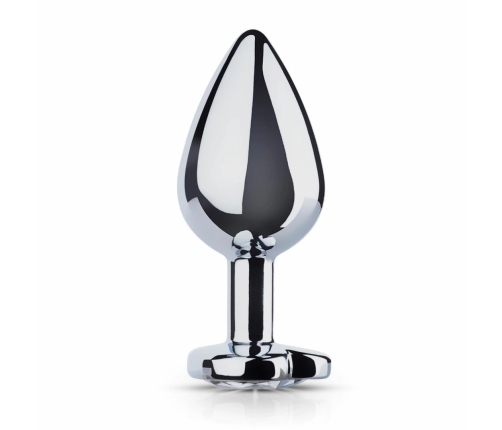 Rimba Aluminium Heart Gem Plug - Medium, Tapered, Polished Silver