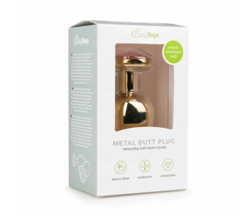 Rimba Aluminium Heart Crystal Intimate Plug - Medium, Silver Finish