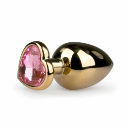 Rimba Aluminium Heart Crystal Intimate Plug - Medium, Silver Finish