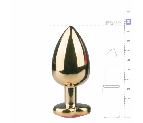 Rimba Aluminium Heart Crystal Intimate Plug - Medium, Silver Finish