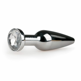 Sinner Gear Metal Plug Silver Large with Clear Crystal Accent