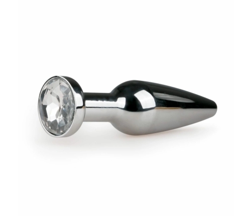 Sinner Gear Metal Plug Silver Large with Clear Crystal Accent