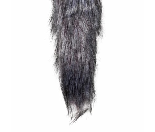 Rimba Fox Tail Aluminium Intimate Plug - Silver & Grey Faux Fur, Medium