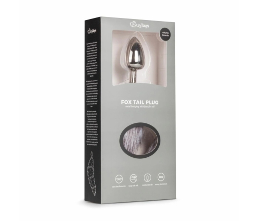 EasyToys Aluminum Plug with Faux Fox Tail - Silver Medium