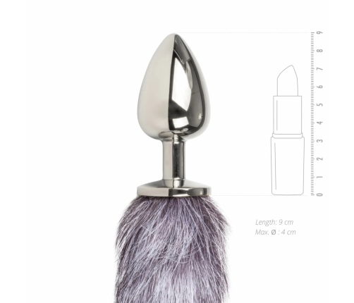 EasyToys Aluminum Plug with Faux Fox Tail - Silver Medium