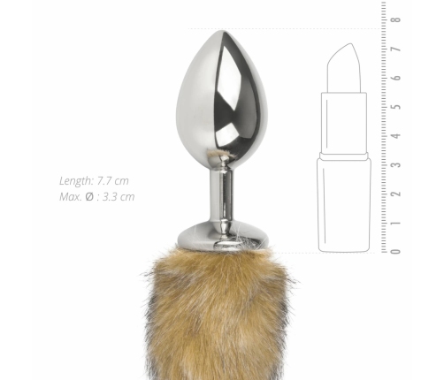 EasyToys Aluminium Fox Tail Plug Silver Faux Fur 40cm
