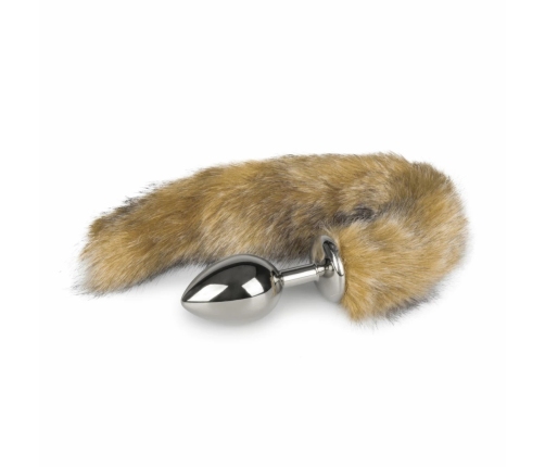 EasyToys Aluminium Fox Tail Plug Silver Faux Fur 40cm