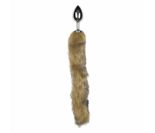 EasyToys Aluminium Fox Tail Plug Silver Faux Fur 40cm