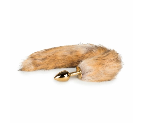 Rimba Aluminium Plug with Faux Fox Tail - Silver & Grey, Medium Size