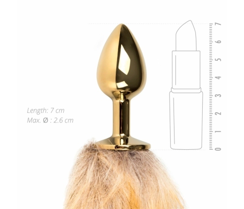 Rimba Aluminium Plug with Faux Fox Tail - Silver & Grey, Medium Size
