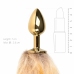 Rimba Aluminium Plug with Faux Fox Tail - Silver & Grey, Medium Size