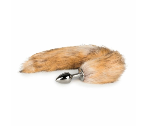 Rimba Aluminium Plug with Faux Fox Tail - Silver & Grey, Medium