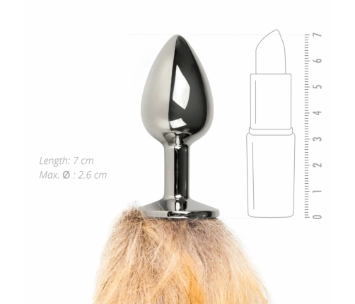 Rimba Aluminium Plug with Faux Fox Tail - Silver & Grey, Medium