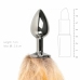 Rimba Aluminium Plug with Faux Fox Tail - Silver & Grey, Medium
